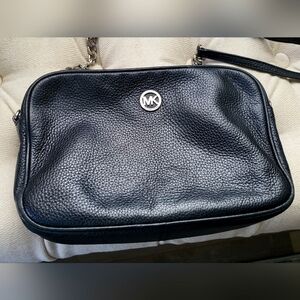 MK Michael Kors Black Crossbody With Silver Accents